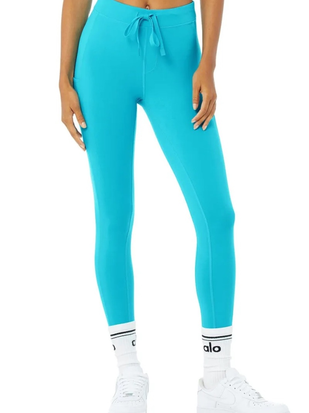 ALO Yoga 7/8 High-Waist Checkpoint Legging with pockets in Bright Aqua Size XXS